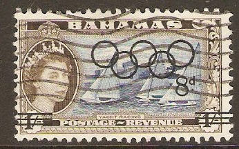 Bahamas 1964 8d on 1s Olympic Games Stamp. SG245.